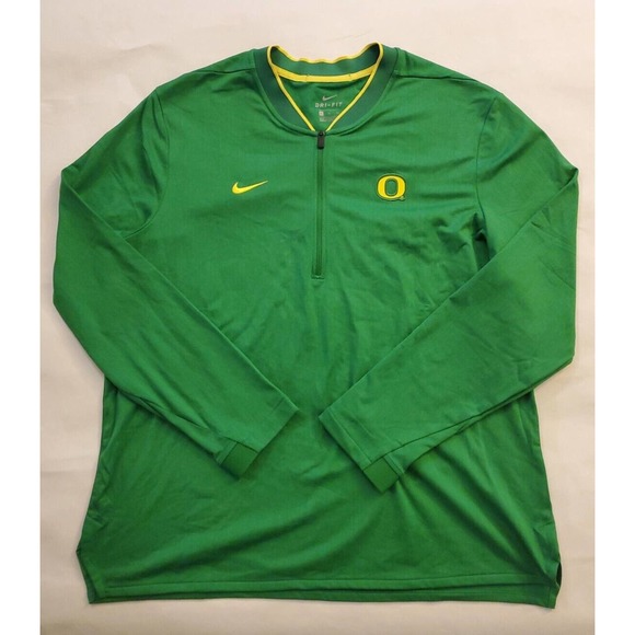 NIKE DRI-FIT OREGON DUCKS GREEN YELLOW QUARTER ZIP PULLOVER SIZE XL MEN'S - Picture 1 of 7